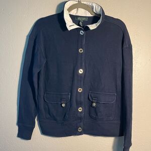 Vintage Lauren Ralph Lauren 90s Jacket SZ M Petite Navy With Gold Buttons Crest